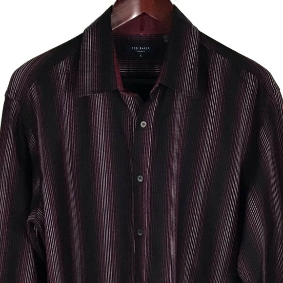 Men's Ted Baker London Black Pink Purple Shirt 5/L - Picture 2 of 6